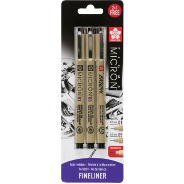 Sada Pigma Micron Black 2+1 Pigma Brush zdarma